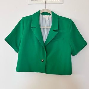 Green cropped blazer top